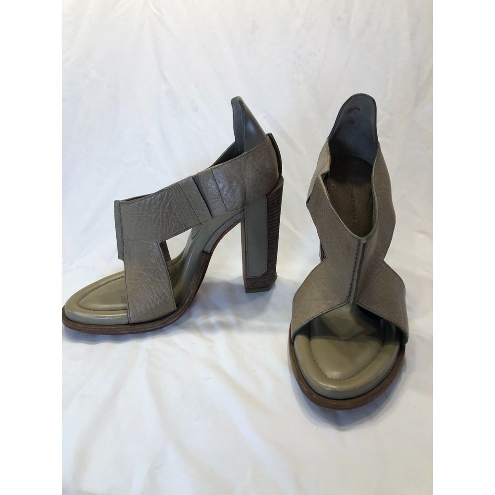 Alexander Wang Sandals w/Wood and Leather Squared Heel, Size 40